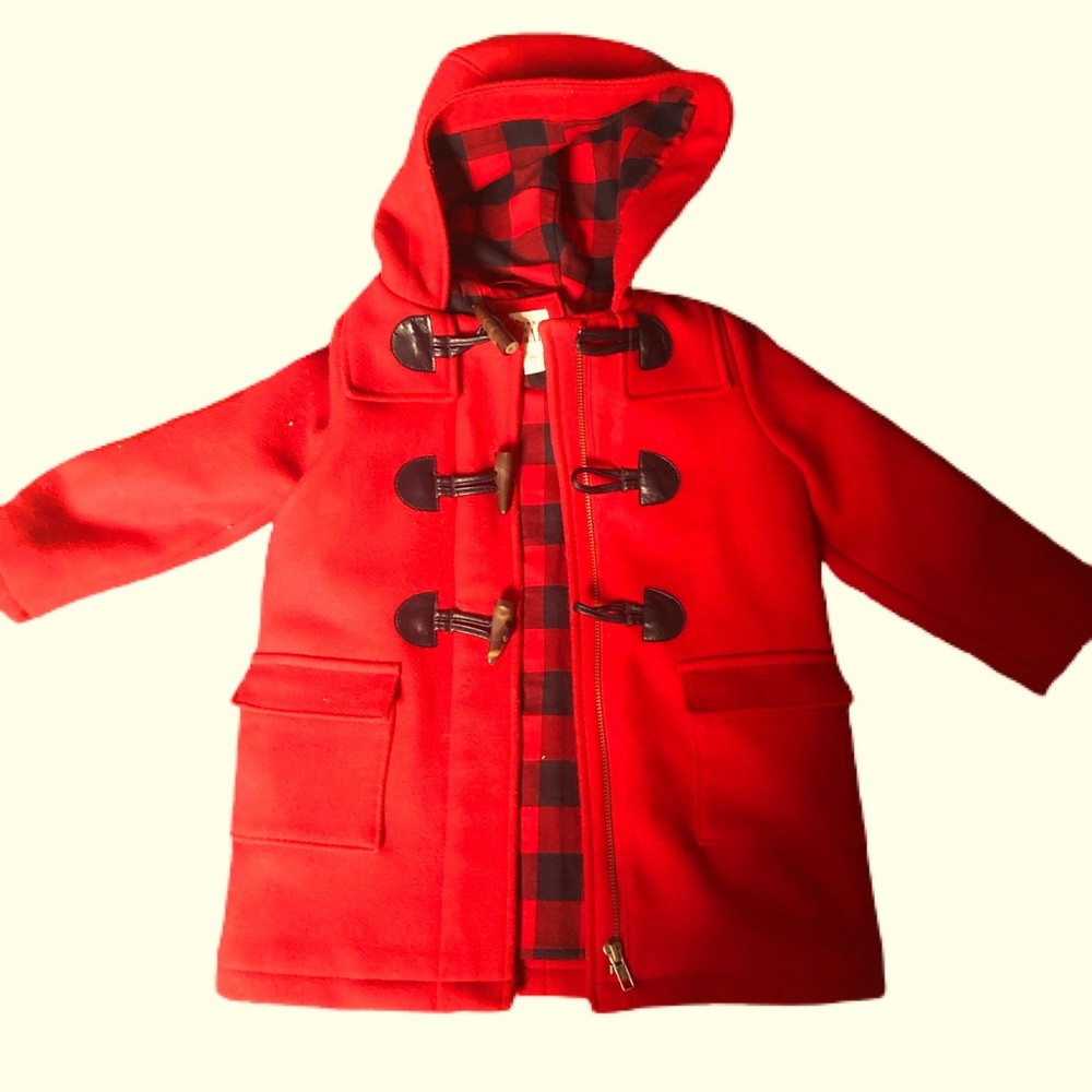GapKids Girl’s Red Wool Coat Toggle Buttons Hood